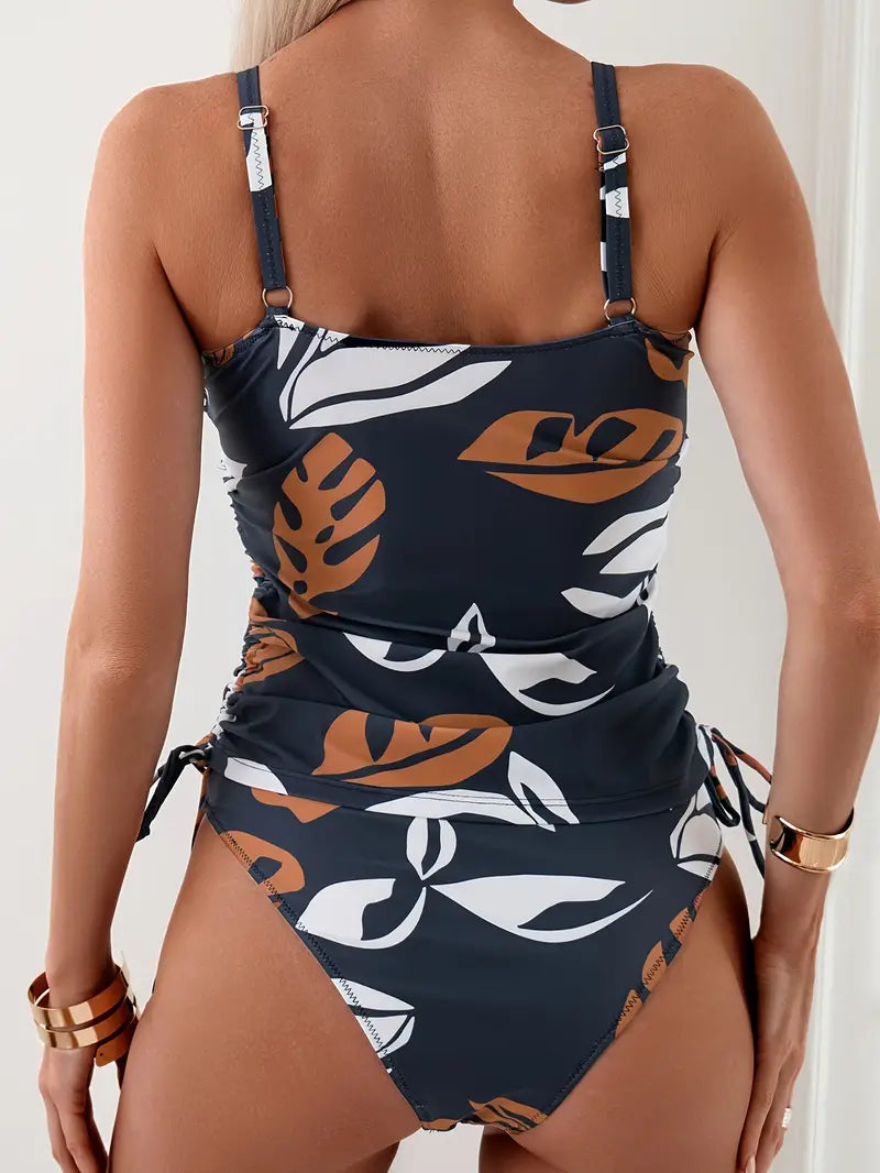 Calista | Printed Ruched Tankini Set