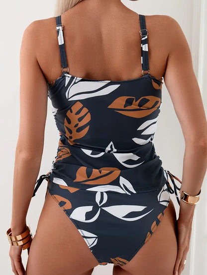 Calista | Printed Ruched Tankini Set
