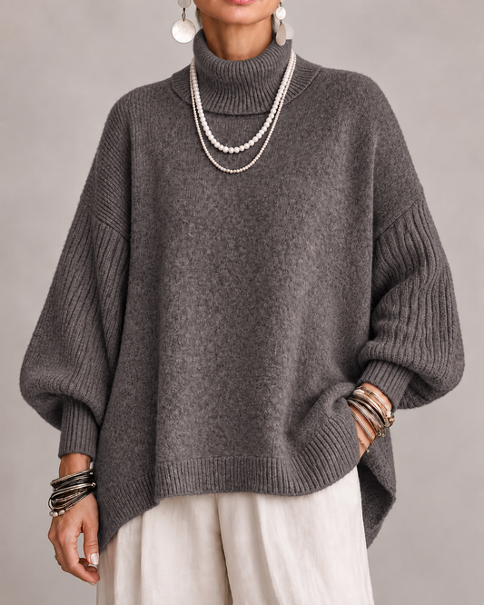 Nolisse | Relaxed Ribbed Sleeve Turtleneck Sweater