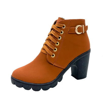 Sloane | Buckle Detail Lace Up Ankle Boots