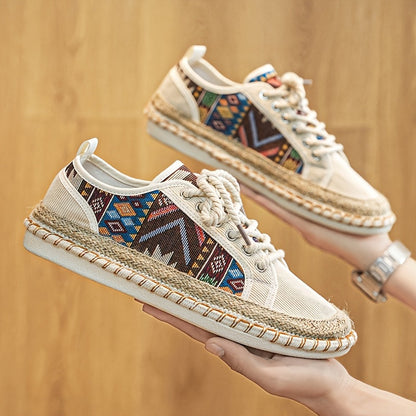 Langston | Canvas Tribal Lace Up Sneakers