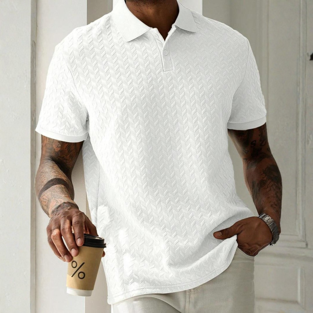 Renwick | Textured Knit Short Sleeve Polo