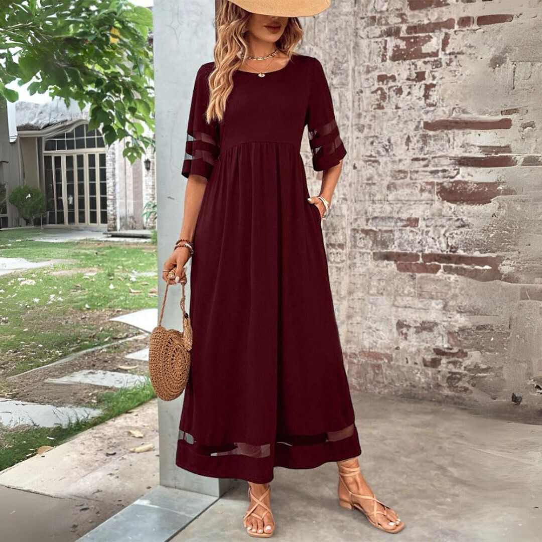 Saskia | Sheer Panel Casual Maxi Dress