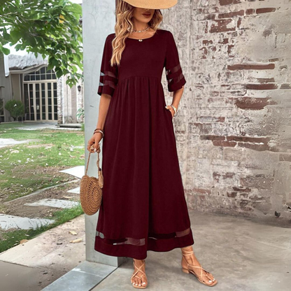 Saskia | Sheer Panel Casual Maxi Dress