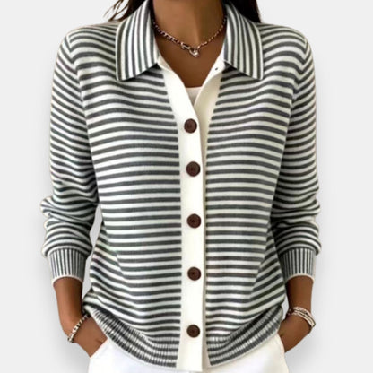 Adelaide | Striped Button Front Knit Cardigan