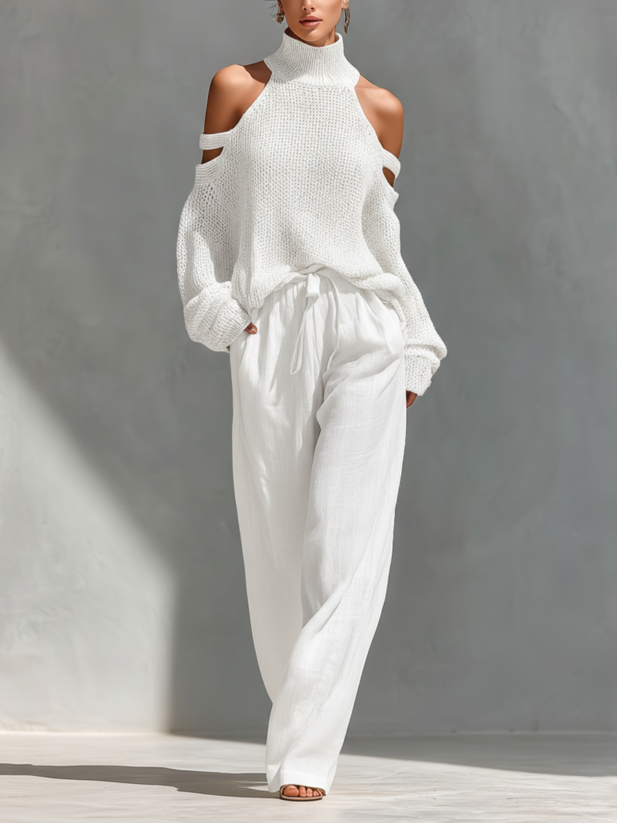 Quinvera | Cold Shoulder Knitwear Two Piece Set