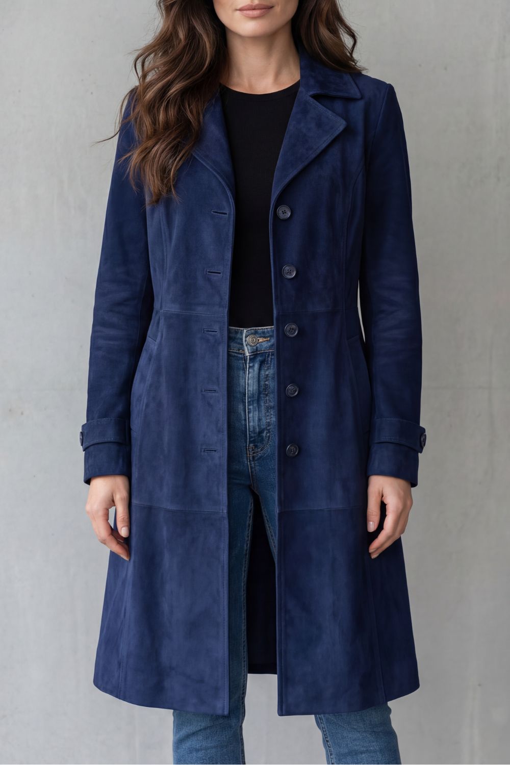 Amarande | Tailored Suede Look Longline Coat