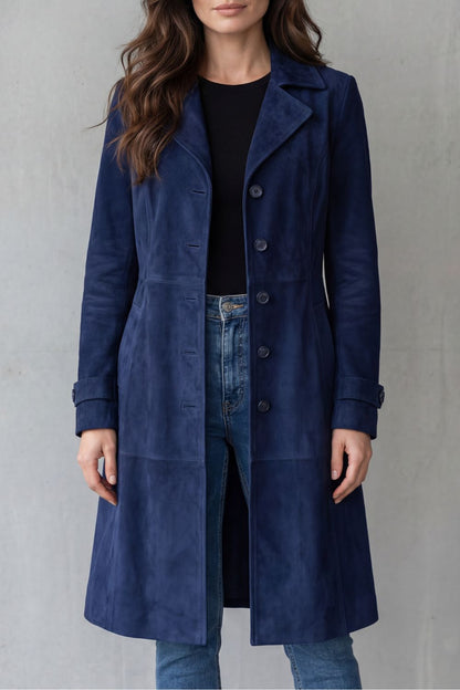 Amarande | Tailored Suede Look Longline Coat