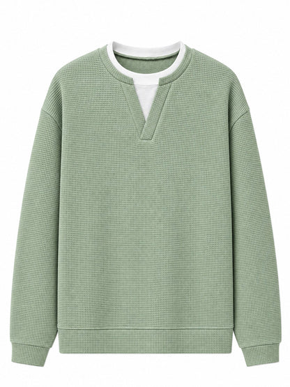 Gavran | Textured Notch Neck Casual Sweatshirt