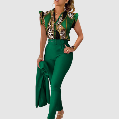 Vaelissea | Floral Ruffle Sleeve Jumpsuit