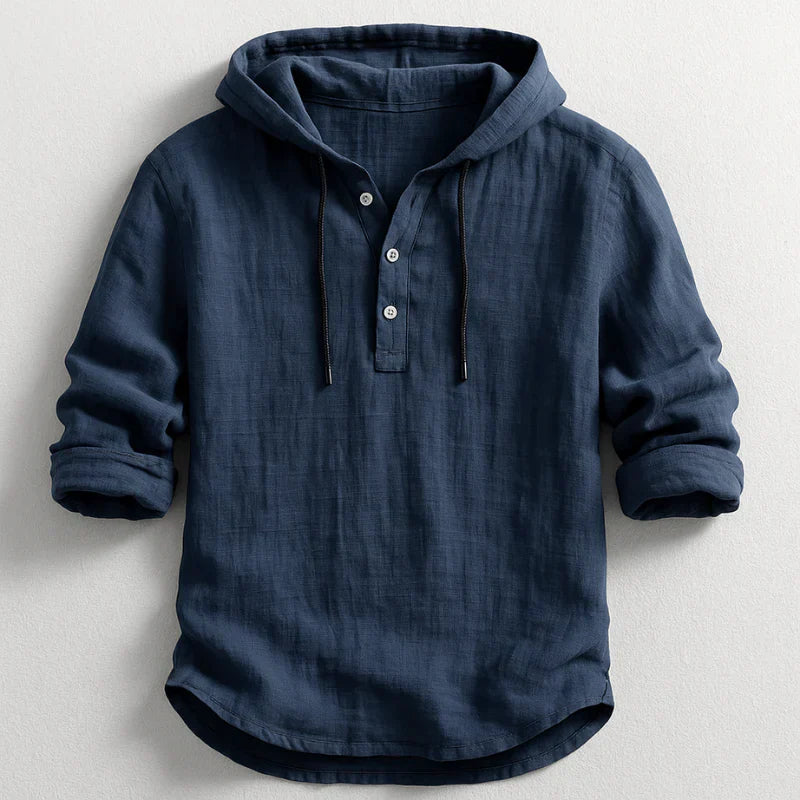 Arden | Hooded Linen Henley Shirt