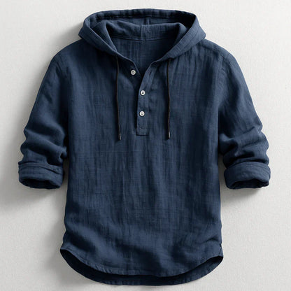 Arden | Hooded Linen Henley Shirt