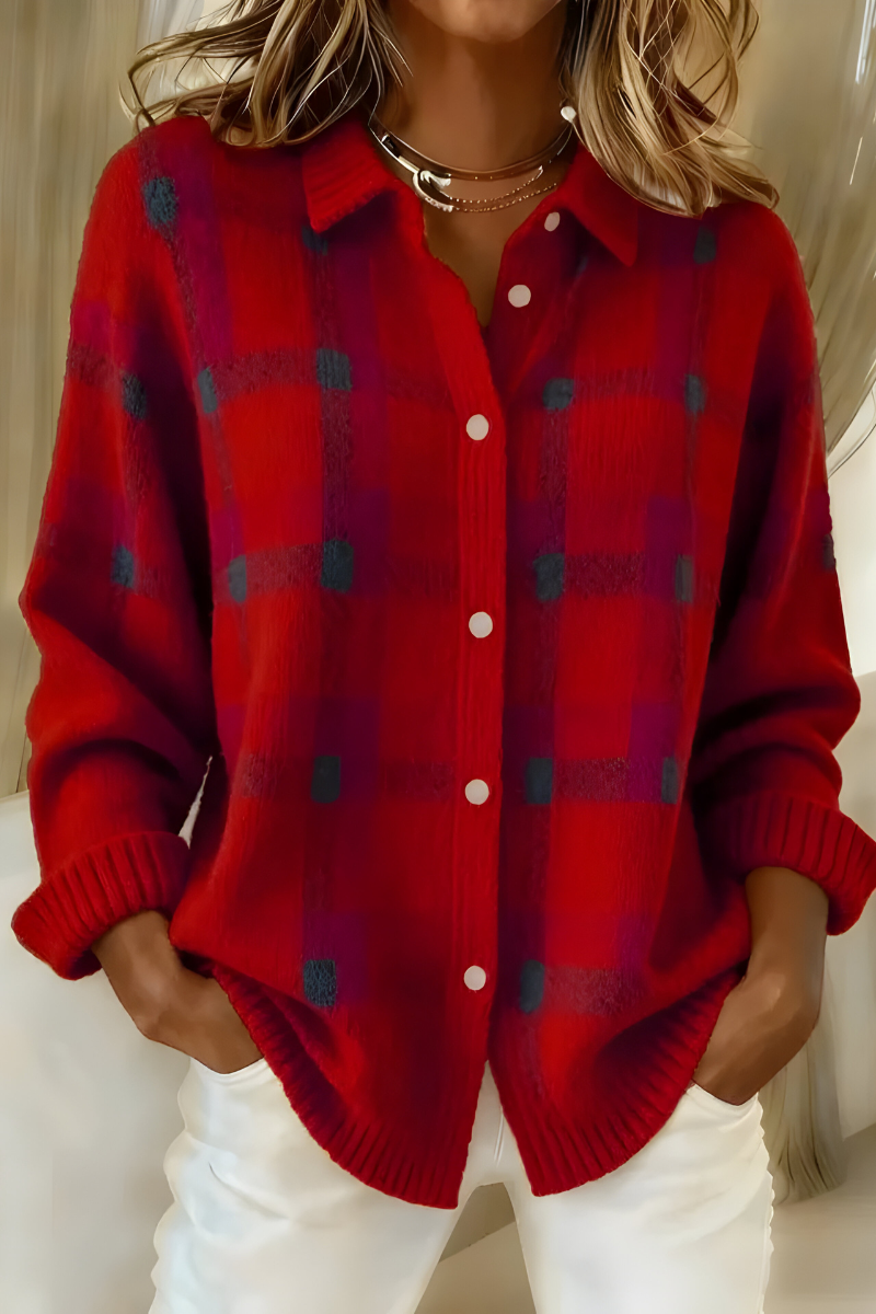 Orlissa | Soft Checkered Knit Cardigan