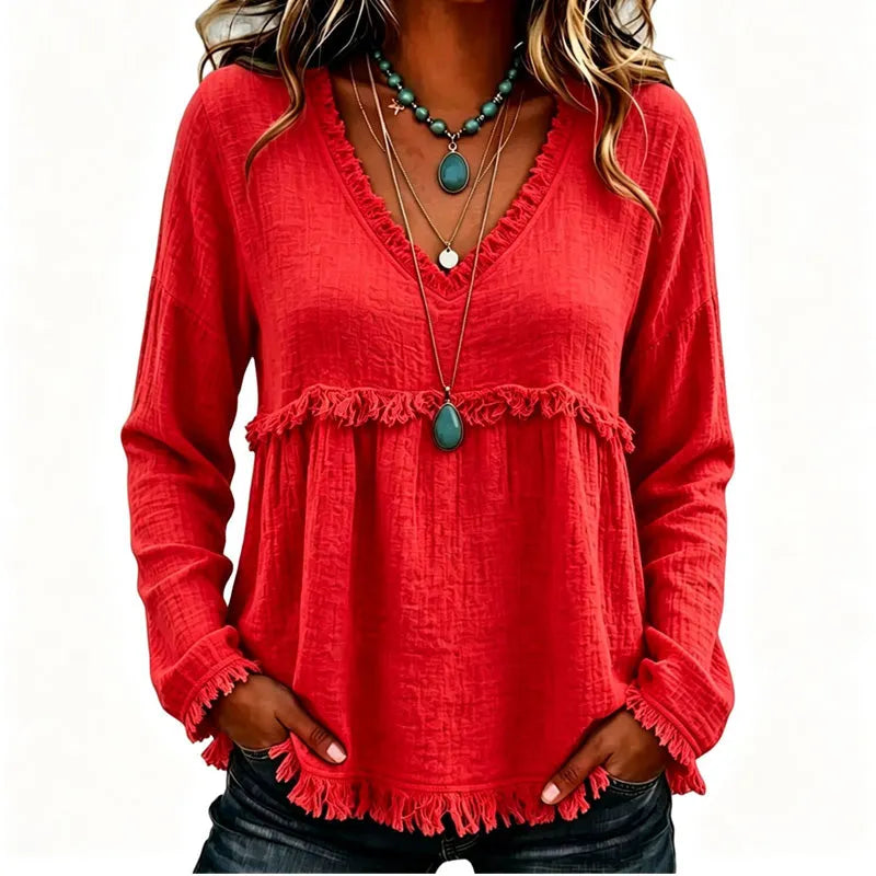 Catriona | Relaxed Tassel Trim Blouse