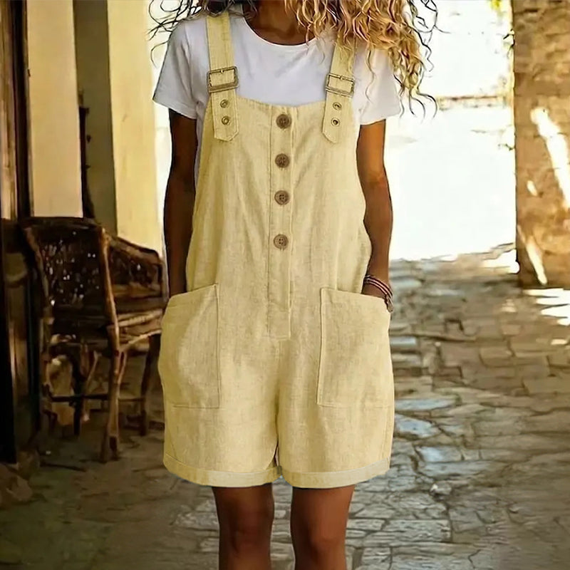 Aubrielle | Button Front Pocket Romper