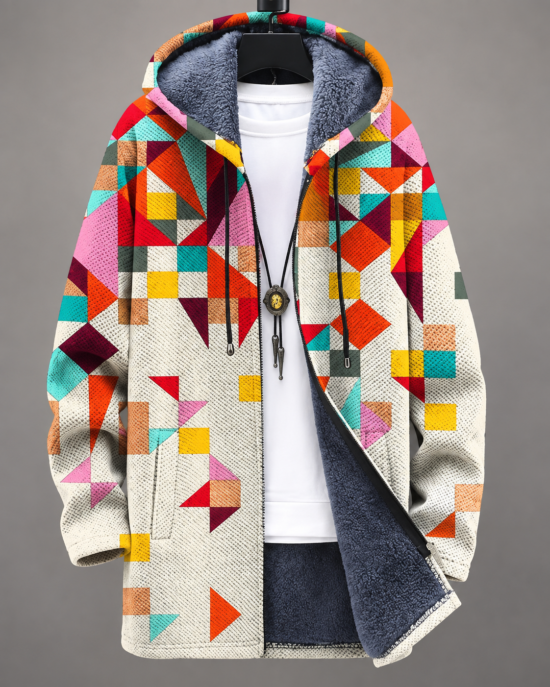Geneva | Warm Geometric Hooded Jacket