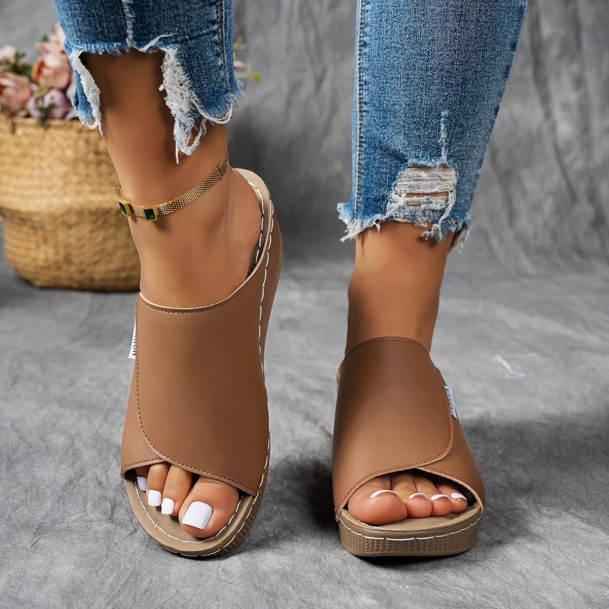 Mirelune | Casual Wedge Mule Sandals