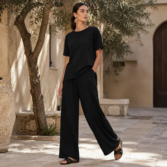 Taverine | Relaxed Wide Leg Two Piece Set