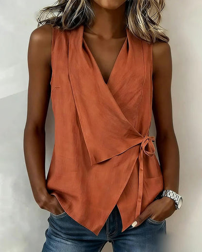 Calivelle | Sleeveless Wrap Tie Blouse