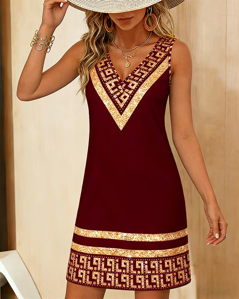 Alora | Geometric Border Summer Dress