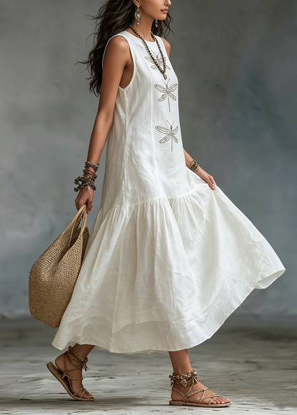 Azeline | Dragonfly Embroidered Maxi Dress