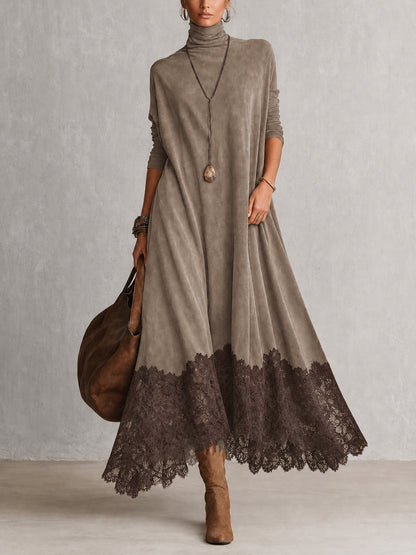 Marietta | Relaxed Turtleneck Lace Maxi Dress