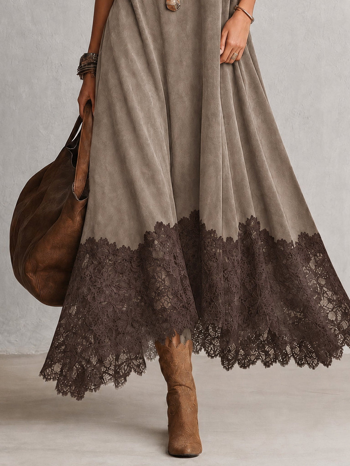 Cresselle | Flowing Lace Hem A Line Dress