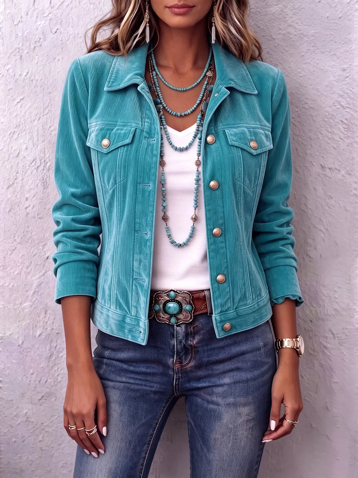 Coriselle | Casual Velvet Button Jacket