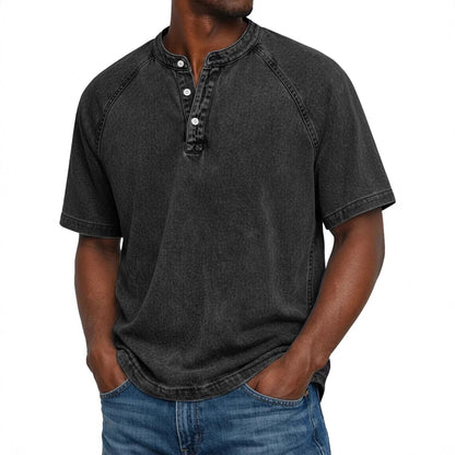 Declan | Vintage Wash Henley T Shirt