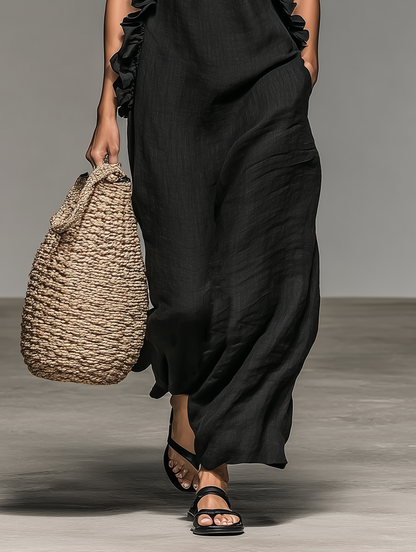 Ilythia | Graceful Ruffle Trim Maxi Dress