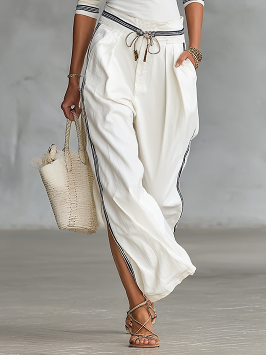 Rosalynne | Contrast Trim Two Piece Pants Set