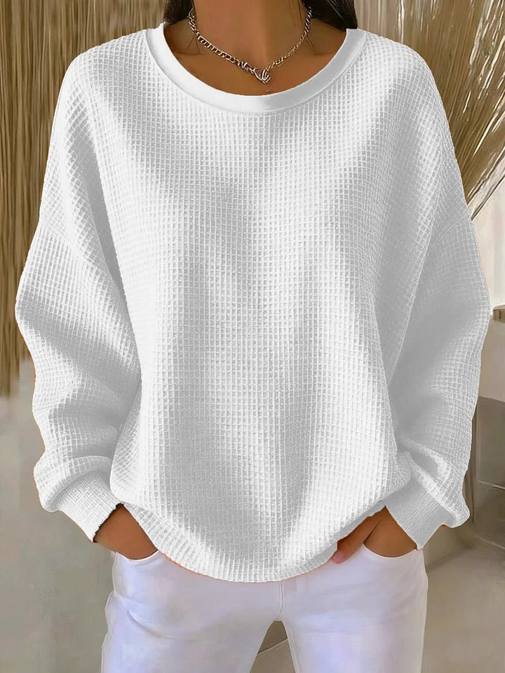 Velunara | Waffle Knit Casual Sweatshirt