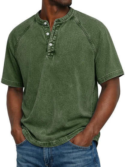 Declan | Vintage Wash Henley T Shirt