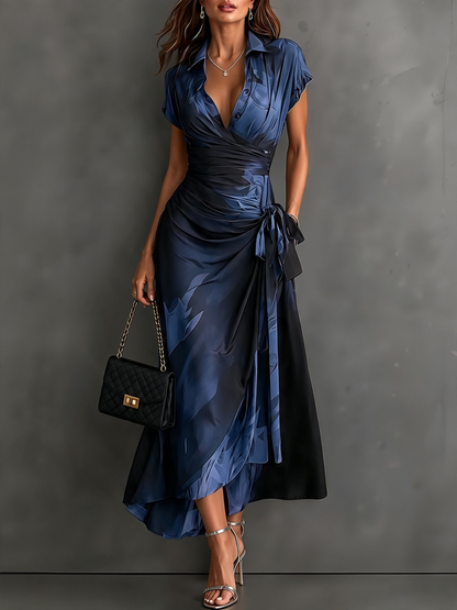 Brielleva | Satin Floral Wrap Maxi Dress