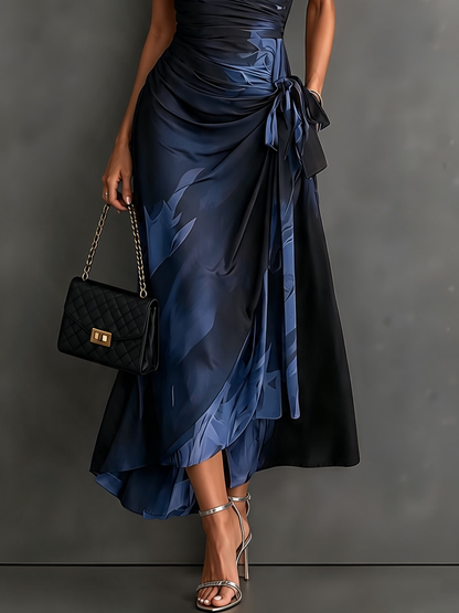 Brielleva | Satin Floral Wrap Maxi Dress