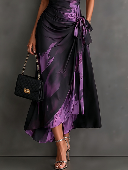 Brielleva | Satin Floral Wrap Maxi Dress