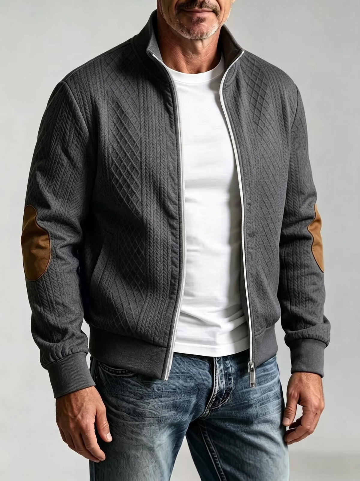 Montrose | Textured Stand Collar Zip Jacket