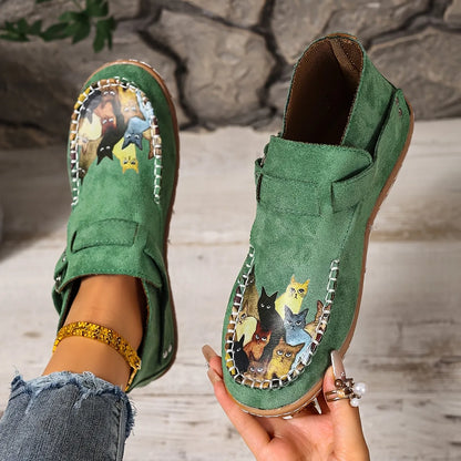 Flannery | Whimsical Cat Detail Casual Loafers