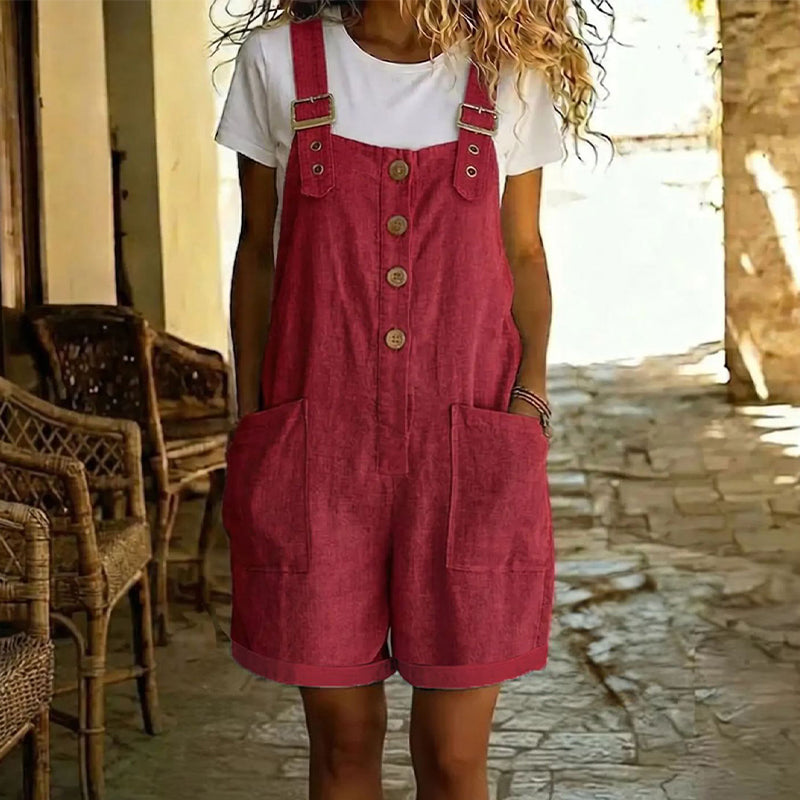 Aubrielle | Button Front Pocket Romper