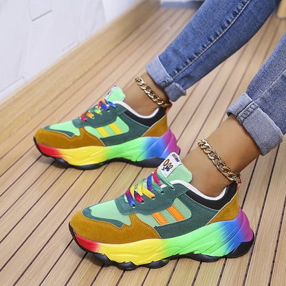 Tivona | Rainbow Lace Up Chunky Sneakers