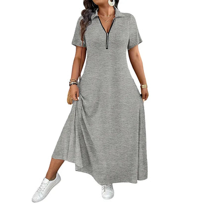 Uvelisse | Zip Collar Casual Maxi Dress