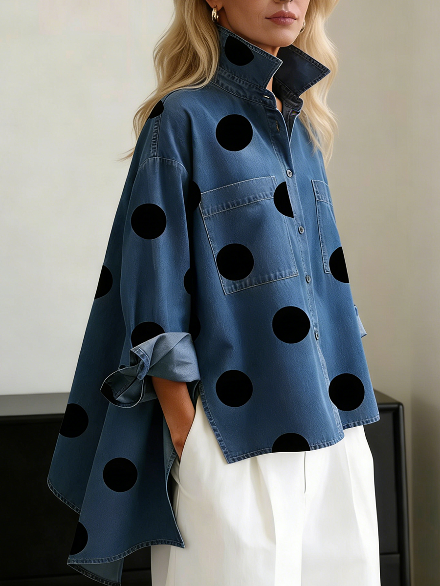 Coralie | Polka Dot Button Front Blouse