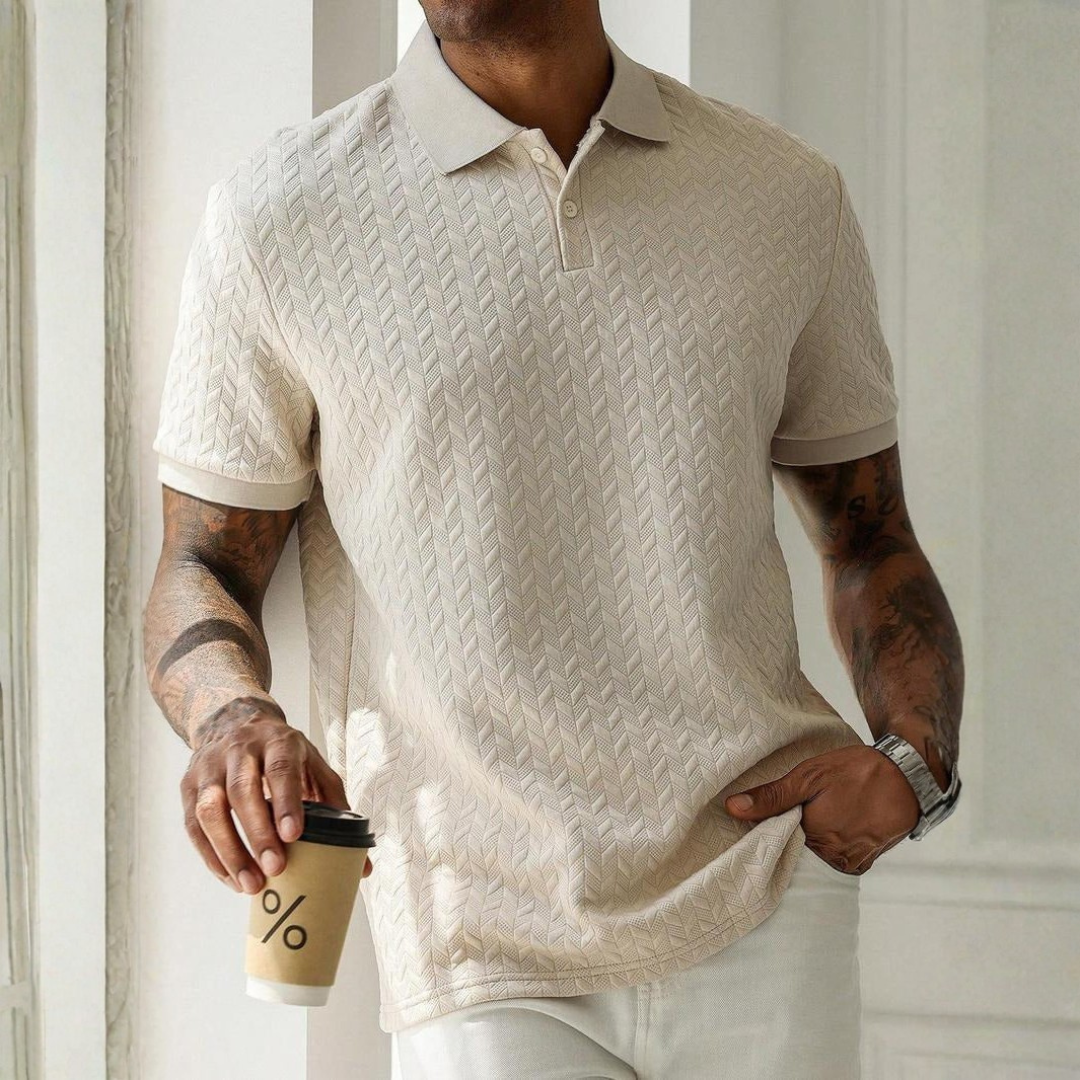 Renwick | Textured Knit Short Sleeve Polo