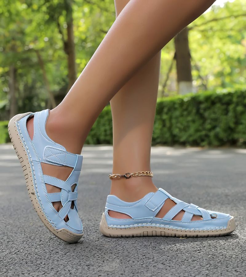 Rosa | Leather Cutout Closed Toe Casual Sandals
