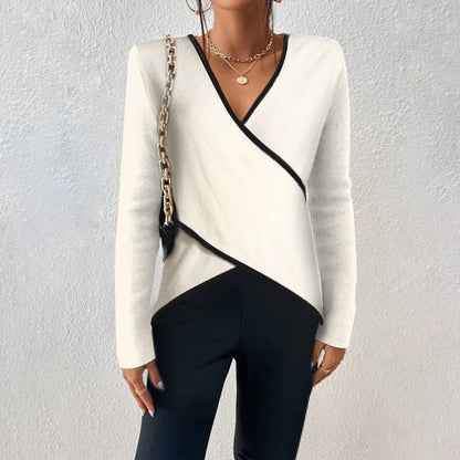 Fenora | Contrast Trim Wrap Blouse