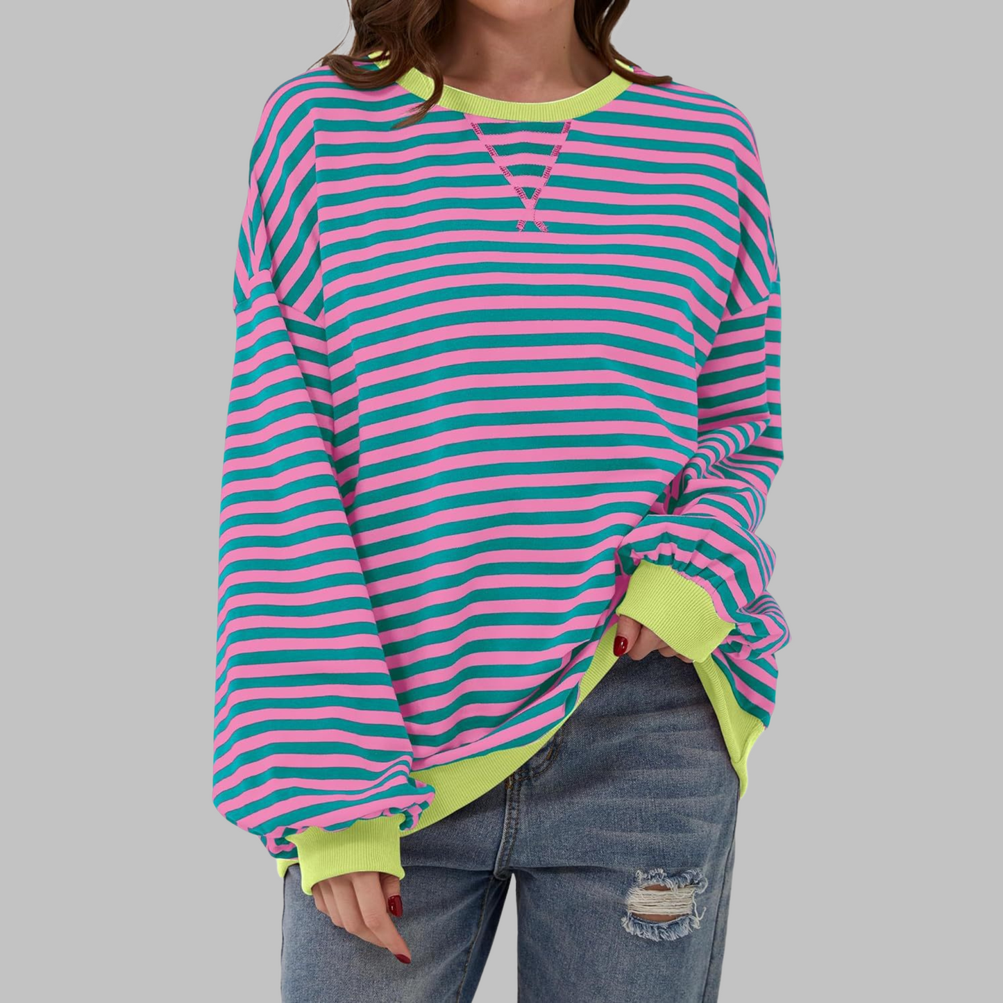 Ulyssa | Color Block Stripe Sweatshirt