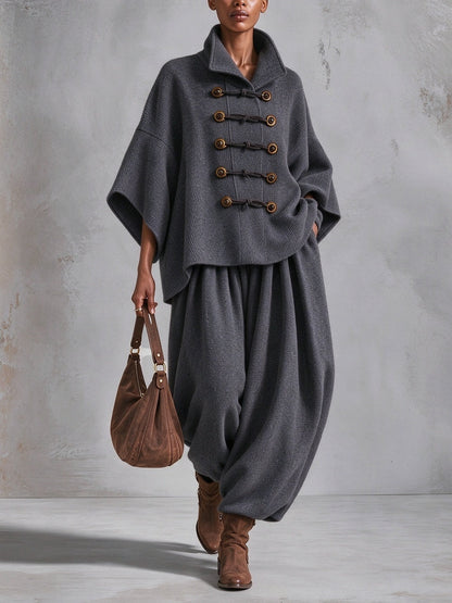 Wendessa | Textured Cape Top and Trouser Set
