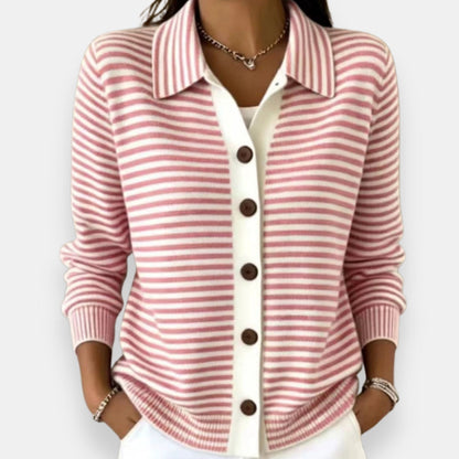 Florina | Striped Button Front Knit Cardigan