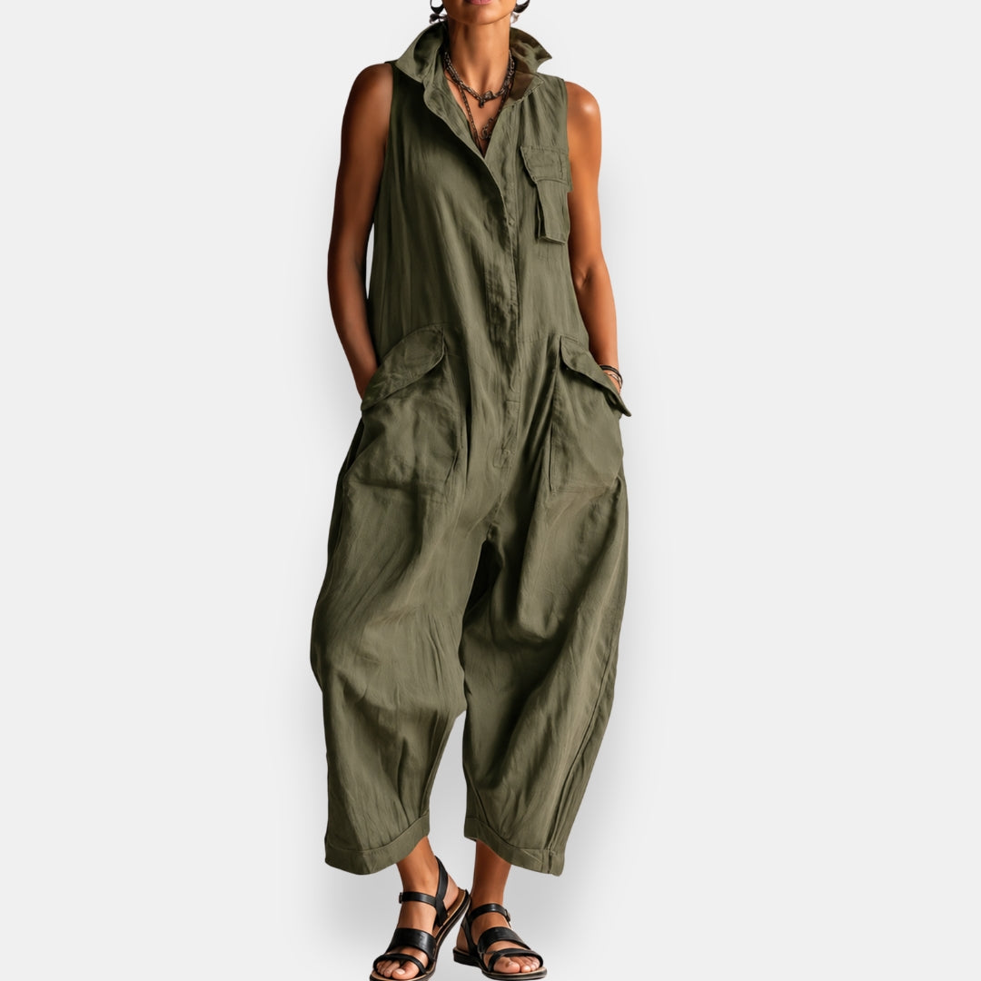Quintara | Sleeveless Utility Pocket Jumpsuit