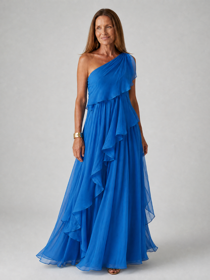 Lavinelle | Pleated One Shoulder Formal Gown